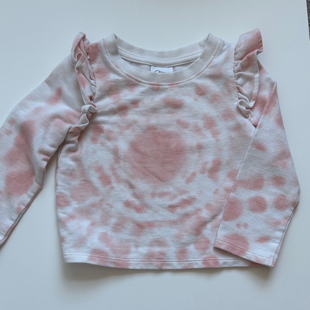 Art Class Pink Tie-Dye Ruffle Long Sleeve Tee
